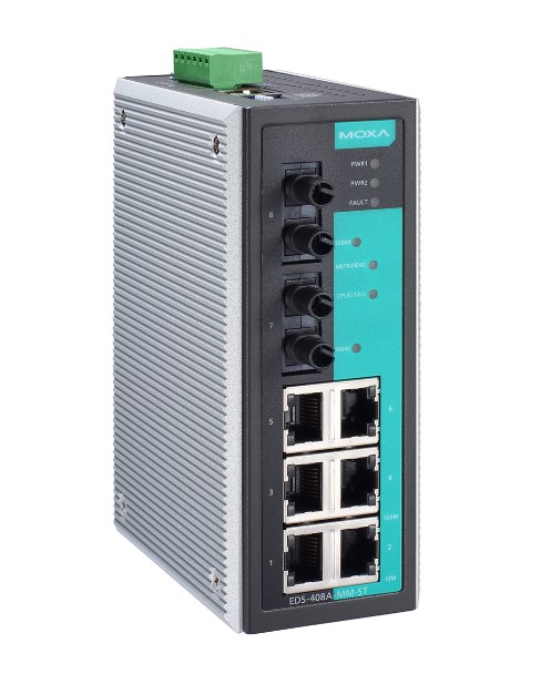 Moxa EDS-408A-MM-ST, 2 Layer, 8 Ports Managed Industrial Switch