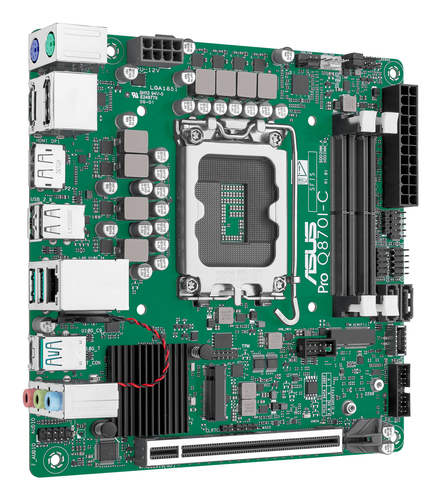 ASUS PRO Q870I-C-CSM Intel Core Ultra motherboard top angle