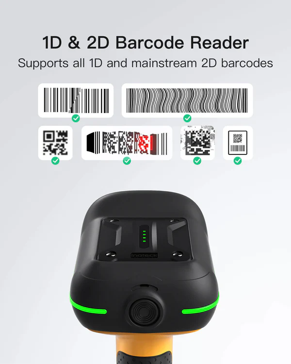 Inateck BCST-75S, 2600mAh 640 x 480 CMOS 2D Industrial Wireless Barcode Scanner