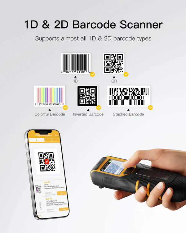 Inateck BCST-47, 640 x 480 CMOS 2D Portable Barcode Scanner, 2600mAh battery