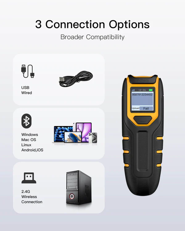Inateck BCST-47, 640 x 480 CMOS 2D Portable Barcode Scanner, 2600mAh battery