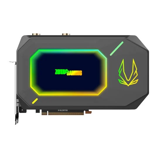 ZOTAC GAMING high-end graphics card installed in PC build