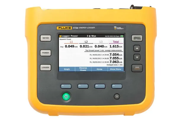 Fluke 1732/B (4706566) Energy Logger, 1000V 3-Phase Power, Color Touch Screen