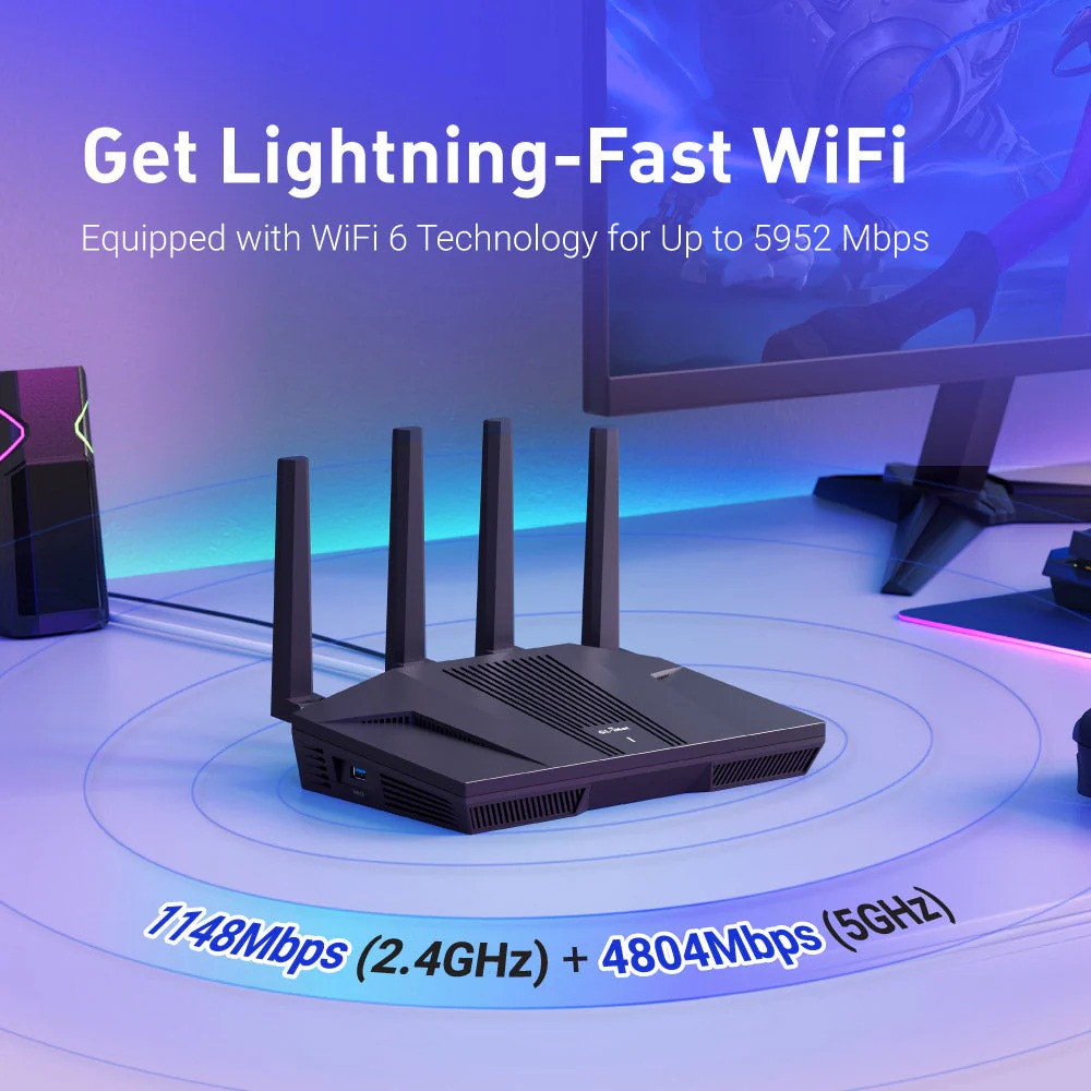 GL.iNet Flint 2 (GL-MT6000) High Performance Wi-Fi 6 AX6000 Home Router