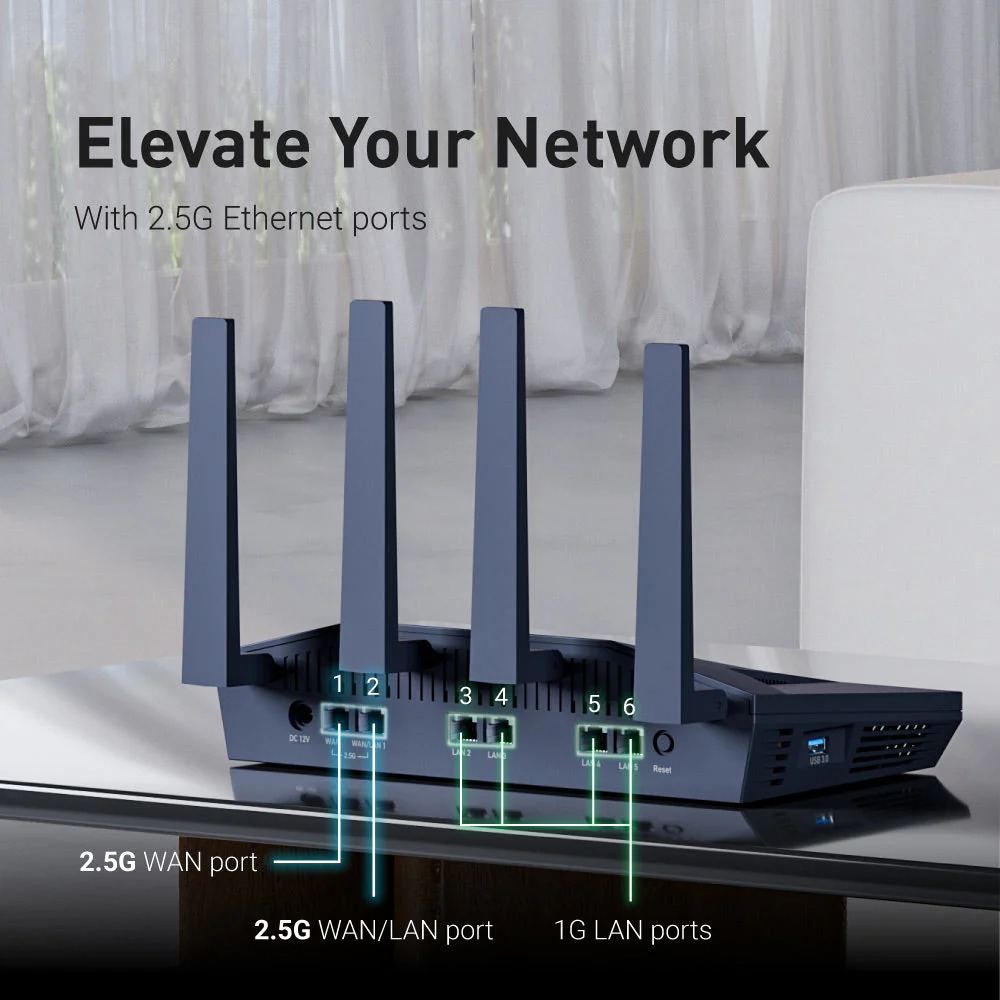 GL.iNet Flint 2 (GL-MT6000) High Performance Wi-Fi 6 AX6000 Home Router