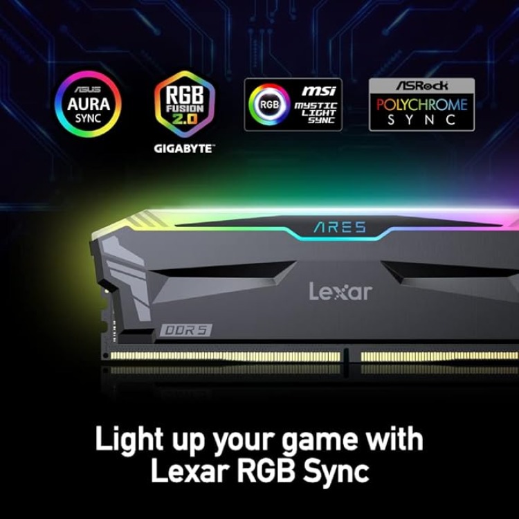 Lexar ARES RGB, 32 GB, 2 x 16 GB, 6400 MHz 288-pin DDR5 DIMM RAM