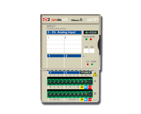 ASCON TECNOLOGIC AI-02UI, 24 Vdc 16 bit 2-channel Remote Analog Input module