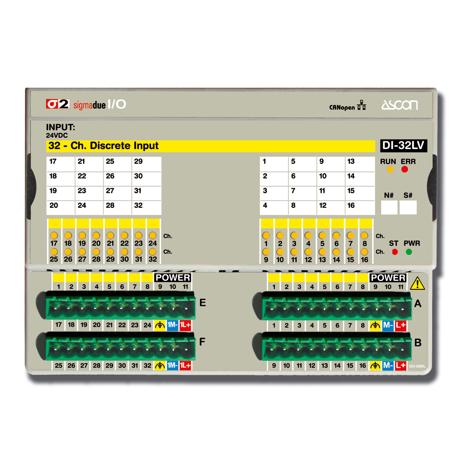 ASCON TECNOLOGIC DI-32LV 24 Vdc CANopen I/O module 32 isolated digital inputs