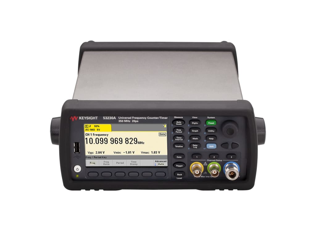 Keysight 53230A, 2-ch FC1-class Frequency Counter, 15 Digits resolution 350 MHz