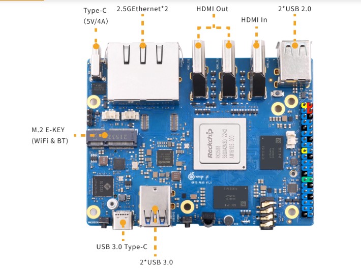Orange Pi 5 Plus 32GB RAM Rockchip RK3588 8 Core 64 Bit Single Board Computer