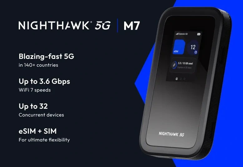 Netgear Nighthawk 5G M7 Portable WiFi Hotspot with eSIM - US Version