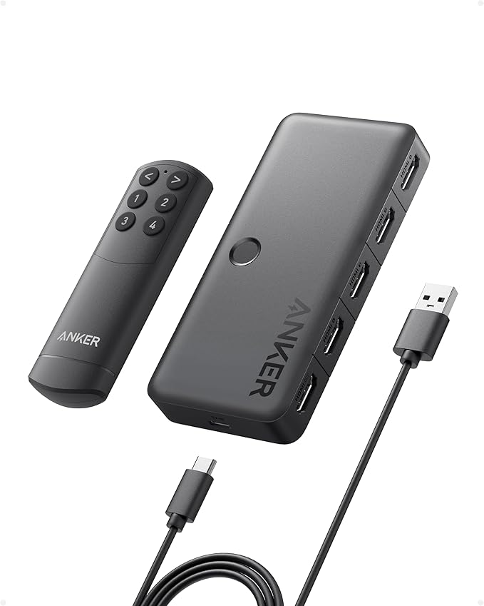 Anker 4-in-1 HDMI Switch, 4K UHD Multi-Device Selector Hub with Remote Control