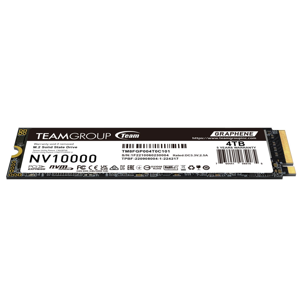 TeamGroup TM8FGP004T0C101, 4TB NV10000 M.2 NVME PCIe 5.0 SSD