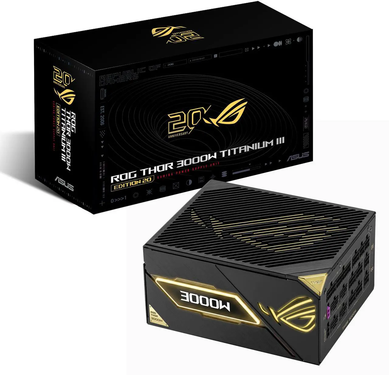 ASUS ROG Thor 3000W Titanium III Edition 20, 80+ Titanium, Fully Modular ATX PSU