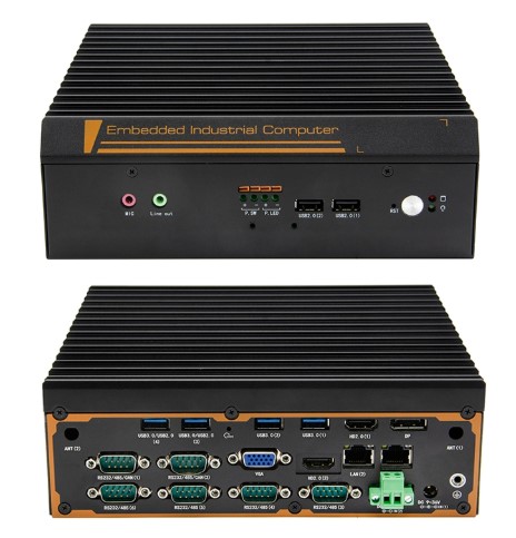 Intel Ultra 5 125H/1.20GHz, Turbo 4.5GHz Fanless Industrial PC with DDR5 Dual LAN 6 COM 9-36V DC