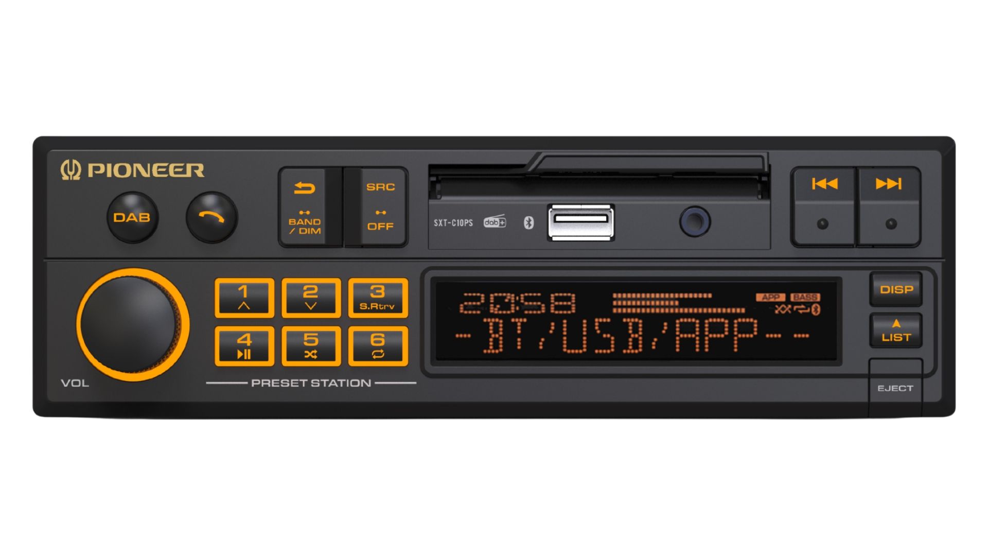Pioneer SXT-C10PS, 1-DIN, Retro style Digital Media Receiver with DAB+/Bluetooth