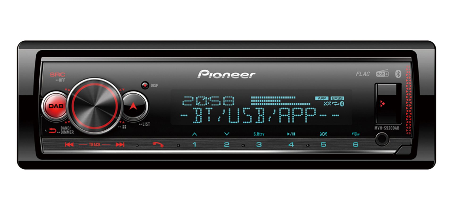 Pioneer MVH-S520DAB, 1-DIN 13-Band Digital Media Receiver with DAB+/Bluetooth