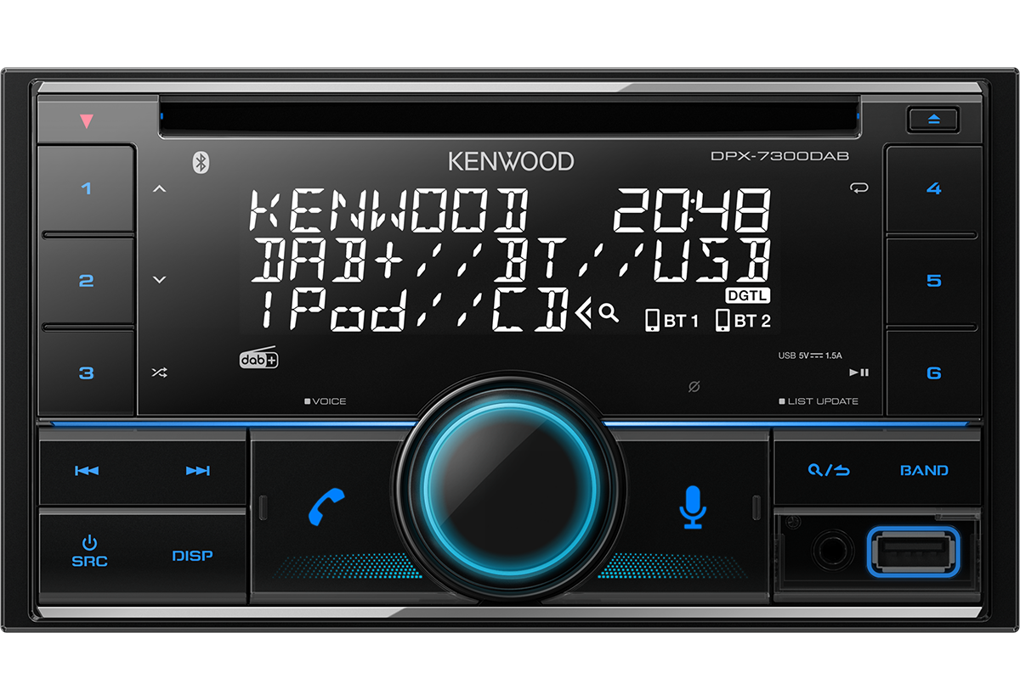 Kenwood DPX-7300DAB, 2-DIN CD/MP3 Car Stereo With DAB Bluetooth USB Alexa Ready