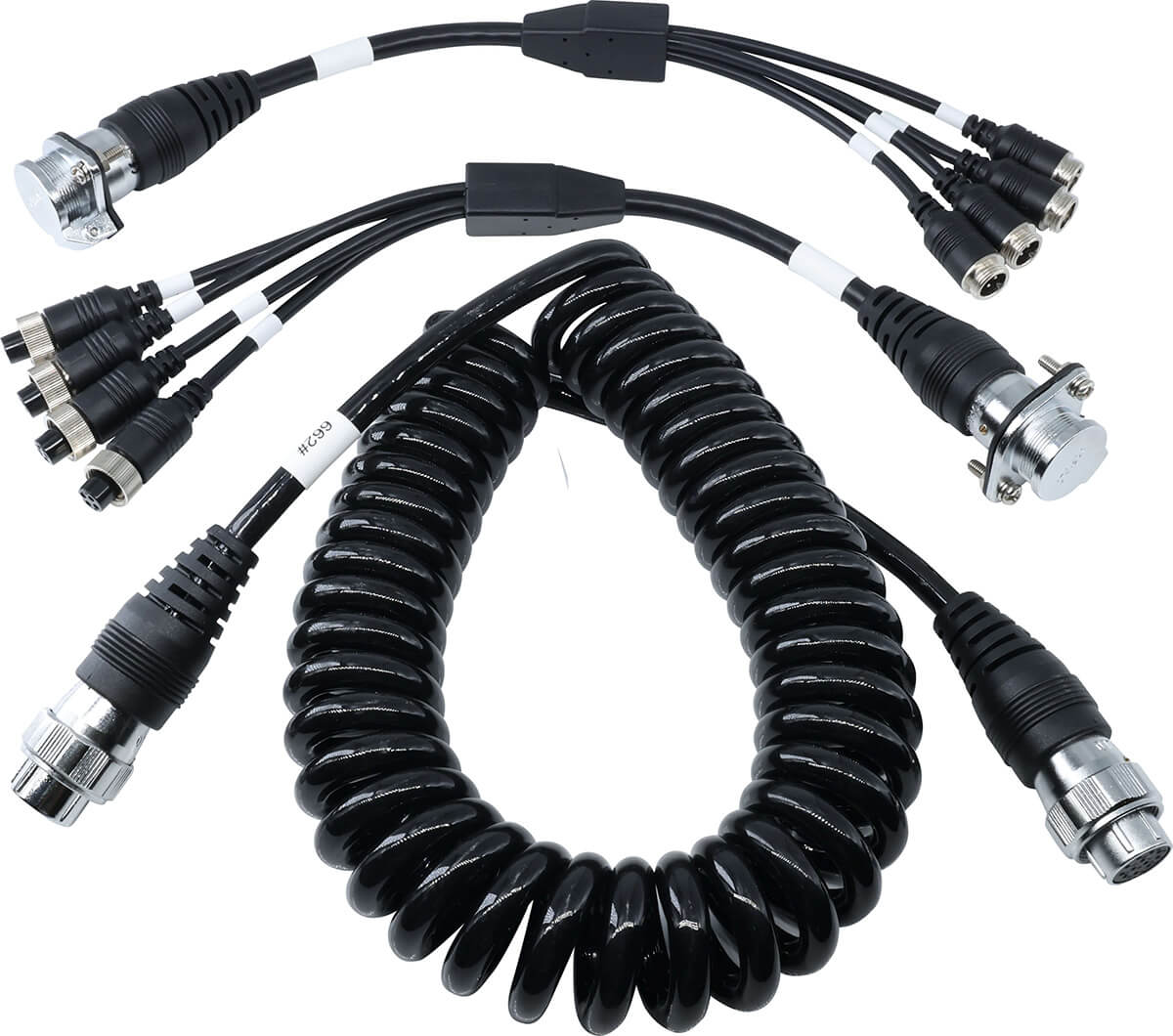 Stonkam AC532 12 Pin 4 Channel VIdeo Spiral Cable, PU Cable