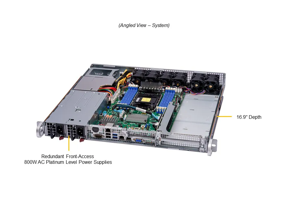 Supermicro CSE-515B-R801W, Single Socket E (LGA-4677)  1U Rackmount Server