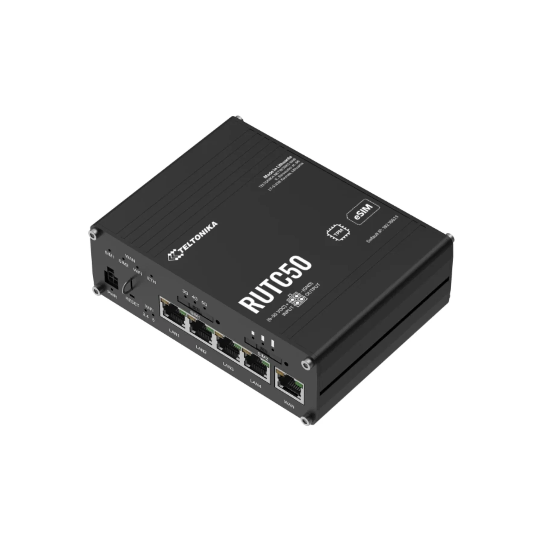 Teltonika RUTC50, 5G Industrial Cellular Router with Dual-band Wi-Fi 6