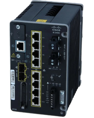 Cisco Catalyst IE3400 (IE-3400-8T2S-A), 10 Port Rugged Industrial Switch