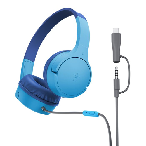 Belkin SoundForm Mini, Calls/Music 24 pin USB-C Wired Headphones, BlueBelkin SoundForm Mini, Calls/Music 24 pin USB-C Wired Headphones, Blue