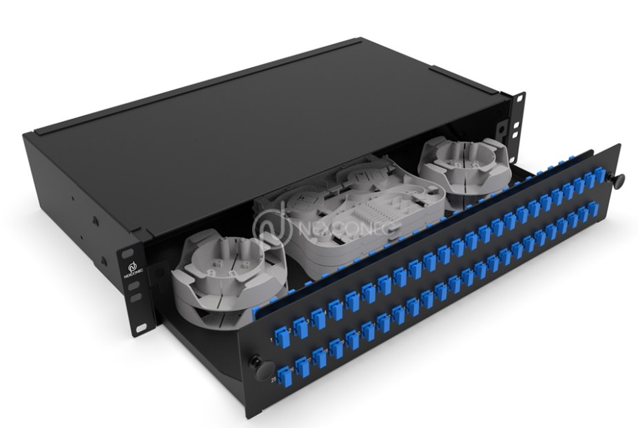 Nexconec SPP48S, 2U 48 Ports SC Simplex Sliding Patch Panel Unloaded