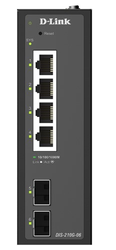 D-Link DIS-210G-06, Industrial 4-Port 1G + 2-Port 1G SFP L2+ Managed Switch