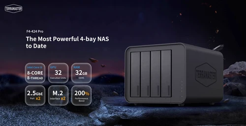 TerraMaster F4-424 Pro, Intel Core i3, 32GB Dual 2.5GbE ports, 4-Bay NAS