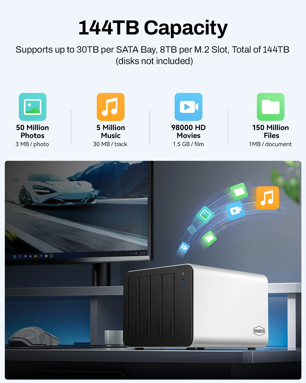 TerraMaster Intel N95, 16GB Dual 5GbE ports, 3+4 Bay Hybrid NAS Storage