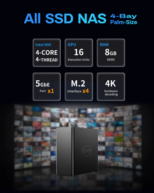 TerraMaster F4 SSD, Intel N95 8GB 4-Bay All-Flash NAS Server