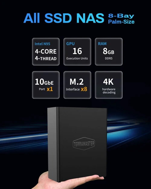 TerraMaster F8 SSD, Intel N95 8GB DDR5, 8‑bay NAS