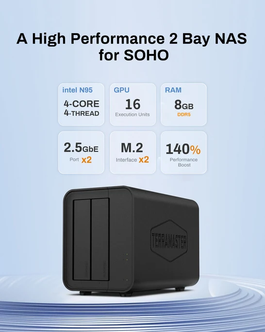 TerraMaster F2-424 Intel N95 8 GB DDR5 2-Bay Home NAS