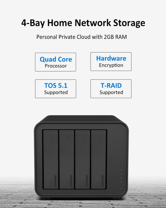 TerraMaster F4-212, Realtek 1619B 2GB 4-Bay NAS for home & Data Backup