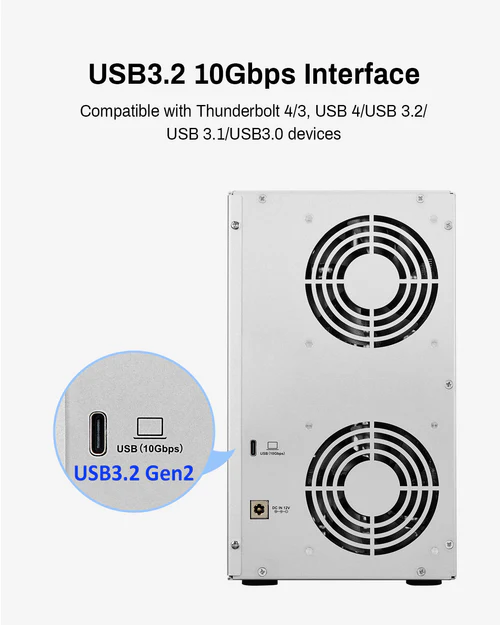 TerraMaster D6-320, 6-Bay USB 3.2 Gen2 10Gbps External Hard Drive Enclosure DAS