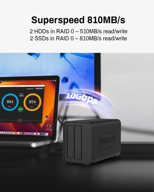 TerraMaster D2-320, USB 3.2 Gen 2, 10Gbps 2-bay External Hard Disk Enclosure