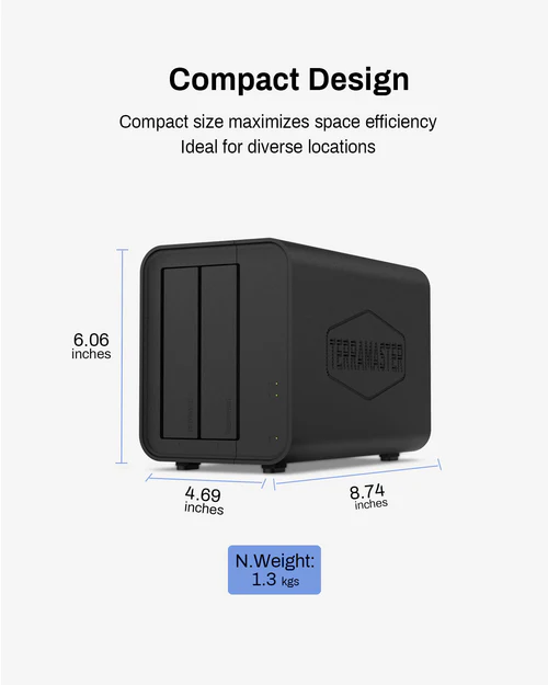 TerraMaster D2-320, USB 3.2 Gen 2, 10Gbps 2-bay External Hard Disk Enclosure