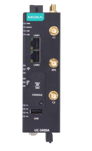 Moxa UC-3434A-T-LTE-WiFi, Arm Cortex-A53 4GB DDR4 IP30 Edge Gateway