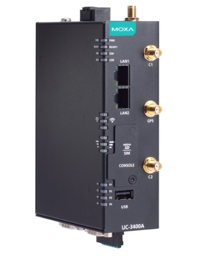 Moxa UC-3434A-T-LTE-WiFi, Arm Cortex-A53 4GB DDR4 IP30 Edge Gateway