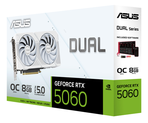 ASUS Dual -RTX5060-O8G-WHITE, GeForce RTX 5060, 8GB GDDR7 PCI Express 5.0