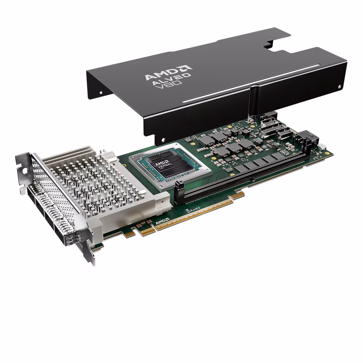 AMD Alveo V80 compute accelerator card with 32 GB memory for high-performance computing