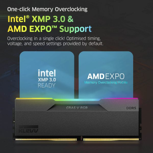 KLEVV CRAS V RGB 32GB, 2 x 16GB 7200MT/s DDR5 DIMM Memory Kit