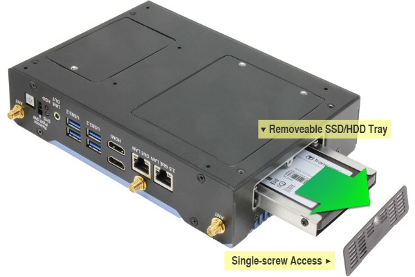 Aaeon BOXER-6643-TGU, Intel Core i7-1185G7E, 2 LAN Fanless Embedded Box PC