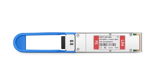Top view of QSFP-LR4-40G 40GBASE-LR4 module showing label and gold contacts