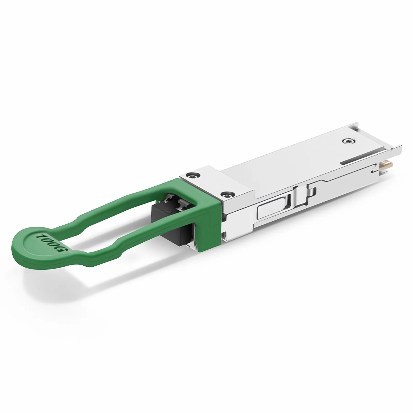 Rear view of FS.com QSFP-CWDM4-100G module showing gold edge connector