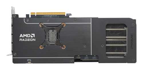 ASUS Prime RX 9070 backplate showing AMD Radeon branding and heatsink