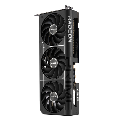 Side profile of ASUS Prime RX 9070 showing Radeon branding and PCIe connector
