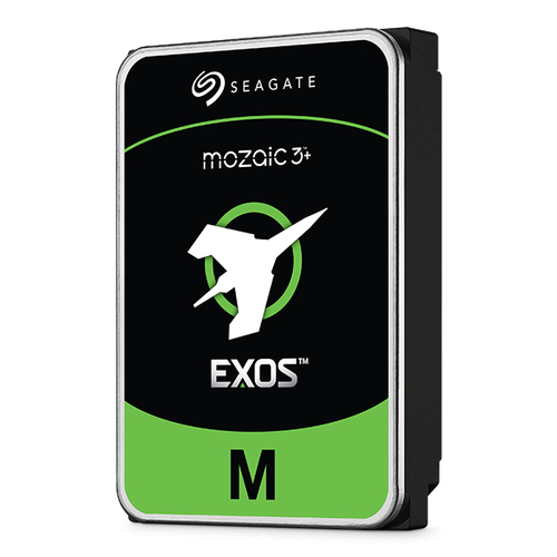 Seagate Exos M 30TB SATA drive side profile showing 3.5-inch chassis depth
