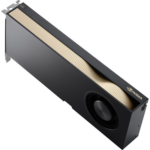 NVIDIA RTX PRO 5000 Blackwell side profile with gold heat sink fins and cooling fan